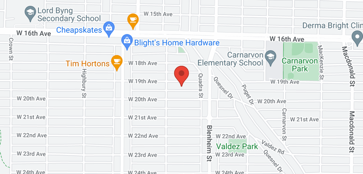 map of 3436 W 19TH AVENUE